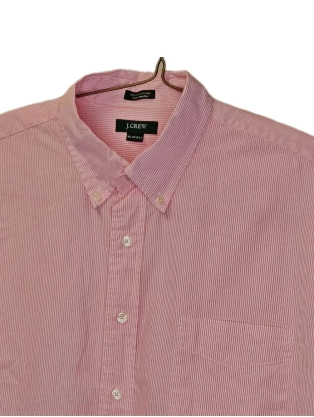 Vtg Y2K J Crew Oxford Shirt Men Sz XL 17/17.5 Pink Pinstriped 100s 2 Ply Cotton